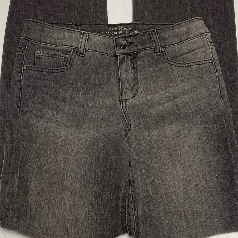 90s Flare Sz 8 Dark & Faded Wash Gray Flare Leg Denim Jeans Grunge Y2K